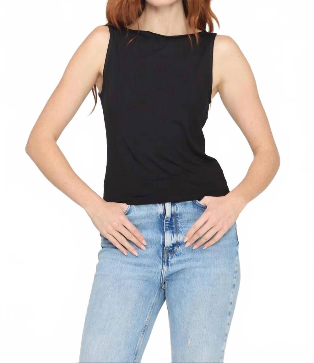 NEW PROJECT SOCIAL T odette boat neck tank top in black